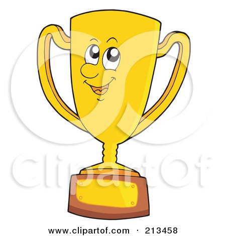 Royalty-Free (RF) Clipart Illustration of a Golden Trophy Cup Character by visekart