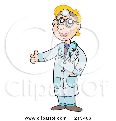 Royalty-Free (RF) Clipart Illustration of a Young Blond Doctor Holding A Thumb Up by visekart