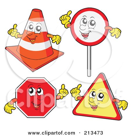 Royalty-Free (RF) Clipart Illustration of a Digital Collage Of Four Sign Characters by visekart