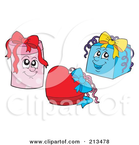 Royalty-Free (RF) Clipart Illustration of a Digital Collage Of Three Gift Boxes by visekart