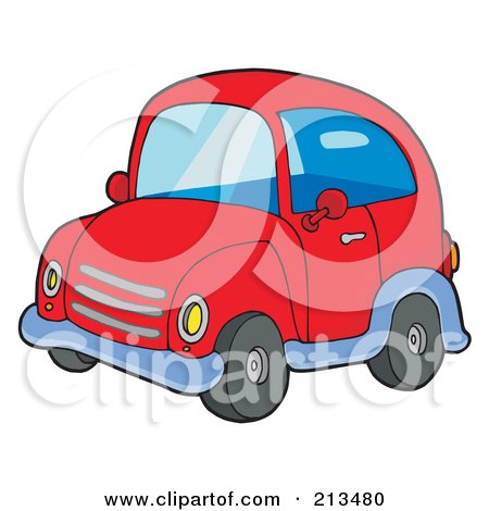 Royalty-Free (RF) Clipart Illustration of a Cute Red Car by visekart
