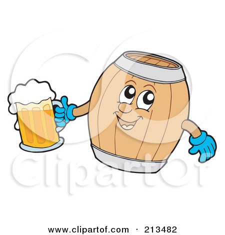 Royalty-Free (RF) Clipart Illustration of a Beer Barrel Holding A Mug by visekart