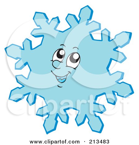 Royalty-Free (RF) Clipart Illustration of a Smiling Blue Snowflake by visekart