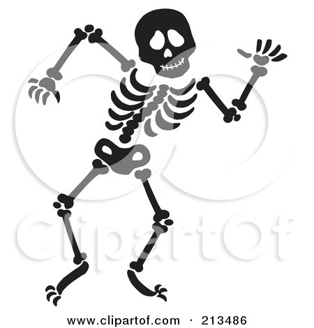 Royalty-Free (RF) Clipart Illustration of a Black Dancing Skeleton by visekart