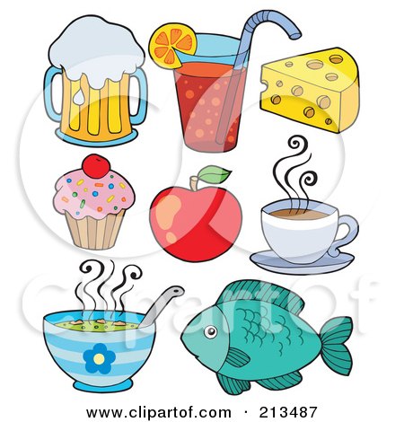 Royalty-Free (RF) Clipart Illustration of a Digital Collage Of Food Items - 1 by visekart