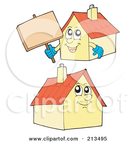 Royalty-Free (RF) Clipart Illustration of a Digital Collage Of Two Home Characters by visekart