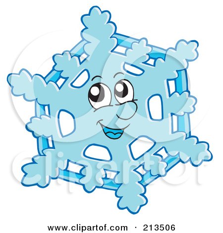 Royalty-Free (RF) Clipart Illustration of a Happy Blue Snowflake by visekart