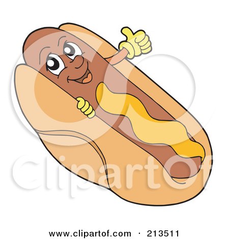 Royalty-Free (RF) Clipart Illustration of a Happy Hot Dog With Mustard by visekart