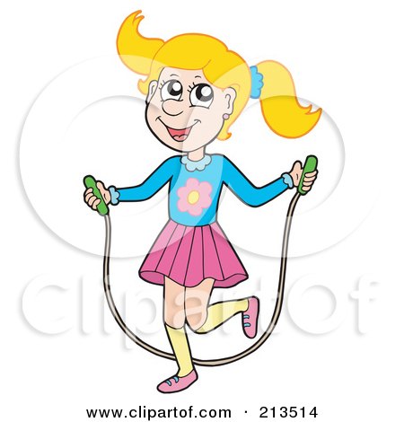 Royalty-Free (RF) Clipart Illustration of a Blond Girl Using A Jump Rope by visekart