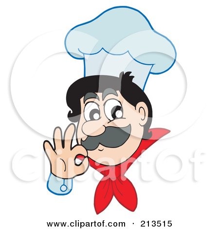 Royalty-Free (RF) Clipart Illustration of a Male Chef Wearing A Hat And Gesturing by visekart