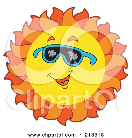 Royalty-Free (RF) Clipart Illustration of a Summer Time Sun Smiling With Shades - 3 by visekart