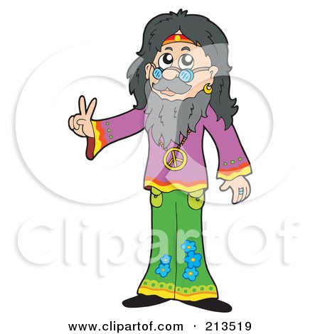 Royalty-Free (RF) Clipart Illustration of a Peaceful Male Hippie by visekart