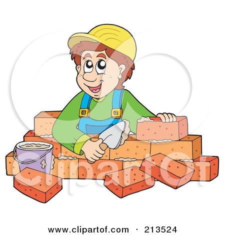 Royalty-Free (RF) Clipart Illustration of a Happy Bricklayer by visekart