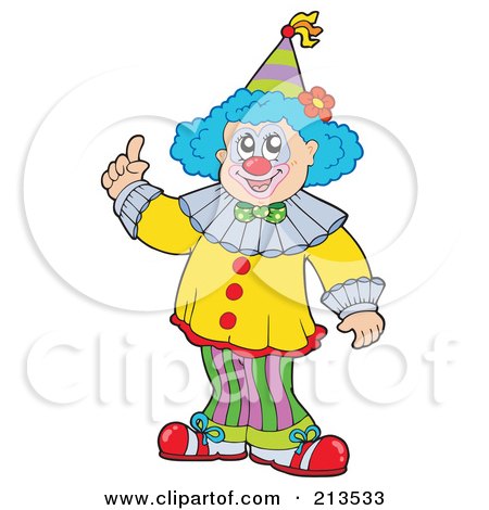 Royalty-Free (RF) Clipart Illustration of a Cartoon Clown Holding Up A Finger by visekart