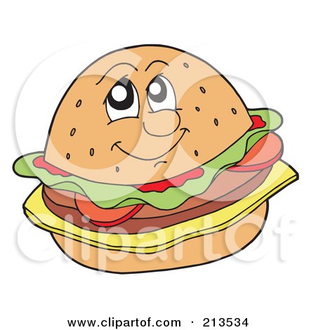 Royalty-Free (RF) Clipart Illustration of a Cheeseburger Face by visekart