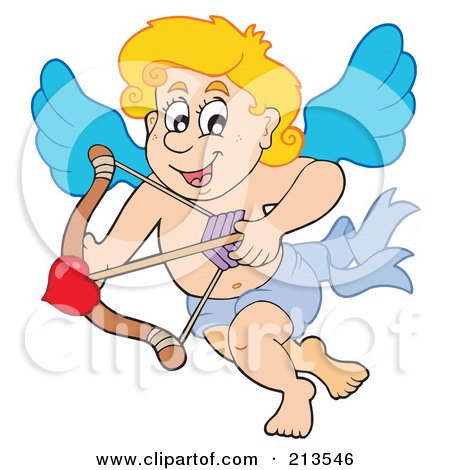 Royalty-Free (RF) Clipart Illustration of a Blond Eros Cupid Aiming An Arrow by visekart
