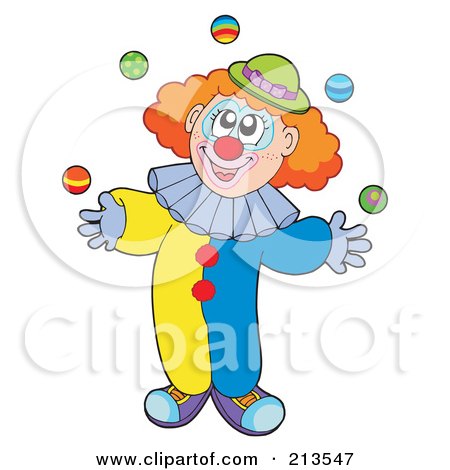Royalty-Free (RF) Clipart Illustration of a Juggling Circus Clown by visekart