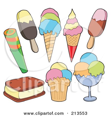 Royalty-Free (RF) Clipart Illustration of a Digital Collage Of Frozen Desserts by visekart