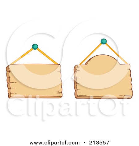 Royalty-Free (RF) Clipart Illustration of a Digital Collage Of Two Hanging Wood Signs by visekart