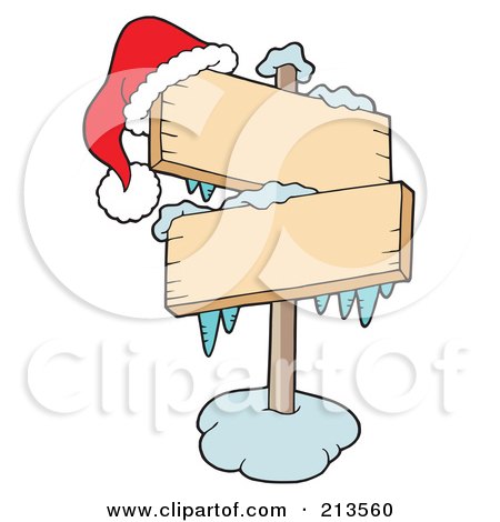 Royalty-Free (RF) Clipart Illustration of a Santa Hat On Icy Signs by visekart