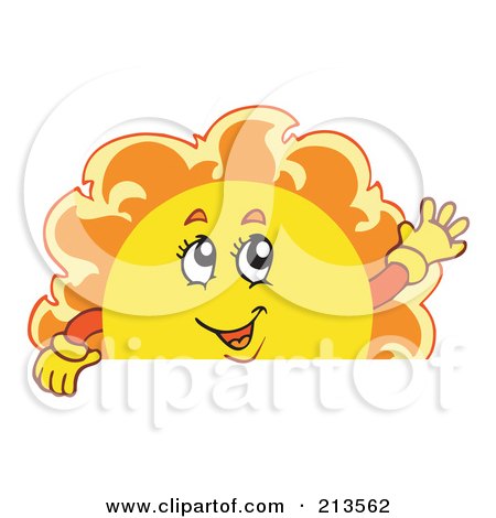 Royalty-Free (RF) Clipart Illustration of a Summer Time Sun Over A Blank Sign - 2 by visekart