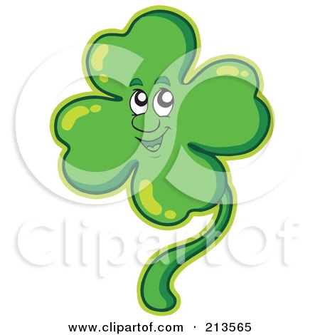 Royalty-Free (RF) Clipart Illustration of a Happy Green Shamrock by visekart