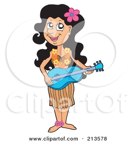 Royalty-Free (RF) Clipart Illustration of a Female Hawaiian Musician Holding A Guitar by visekart