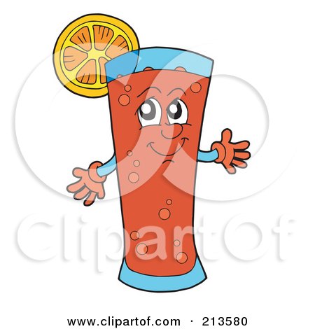 Royalty-Free (RF) Clipart Illustration of a Slice Of Orange On A Glass Of Iced Tea by visekart