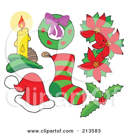 Royalty-Free (RF) Clipart Illustration of a Digital Collage Of Christmas Items by visekart