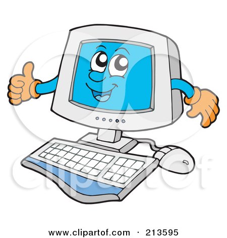 Royalty-Free (RF) Clipart Illustration of a PC Character With His Thumb Up by visekart