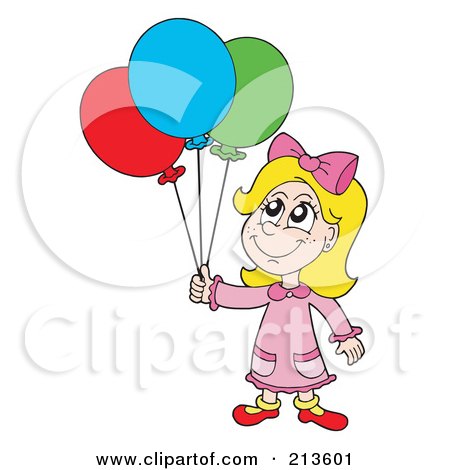 Royalty-Free (RF) Clipart Illustration of a Blond Birthday Girl With Balloons by visekart