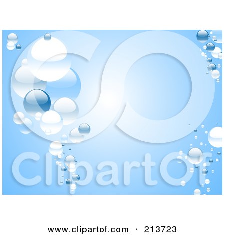 Royalty-Free (RF) Clipart Illustration of a Blue Water Background Of Bubbles by elaineitalia