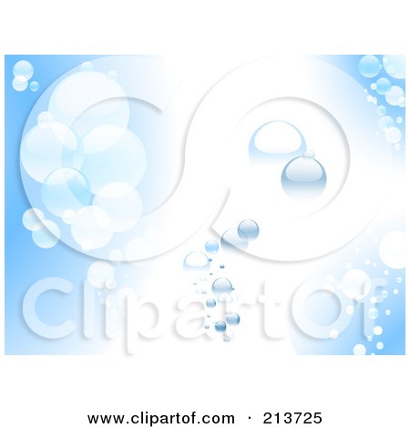 Royalty-Free (RF) Clipart Illustration of a Blue And White Water Background Of Bubbles by elaineitalia