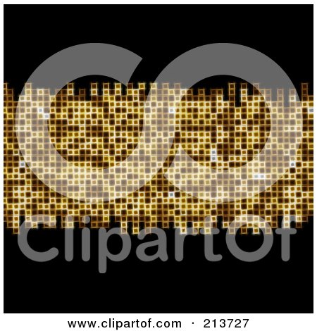 Royalty-Free (RF) Clipart Illustration of a Black Background With A Line Of Golden Mosaic by elaineitalia