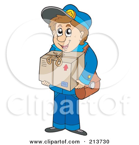 Royalty-Free (RF) Clipart Illustration of a Mail Man Carrying A Parcel by visekart