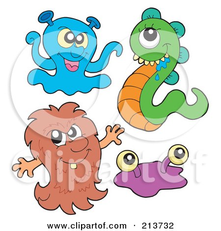 Royalty-Free (RF) Clipart Illustration of a Digital Collage Of Cute Monsters - 3 by visekart