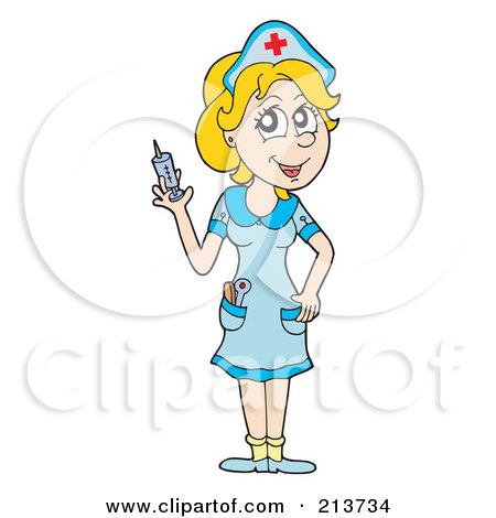 Royalty-Free (RF) Clipart Illustration of a Female Nurse Holding A Vaccine by visekart