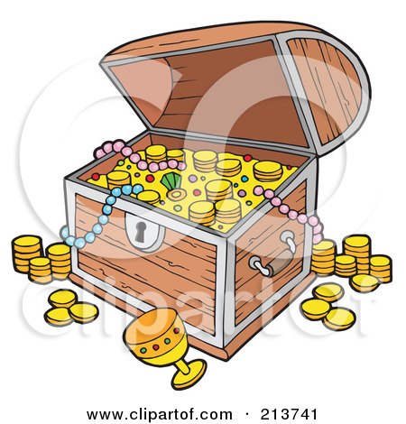 Royalty-Free (RF) Clipart Illustration of an Open Full Treasure Chest by visekart
