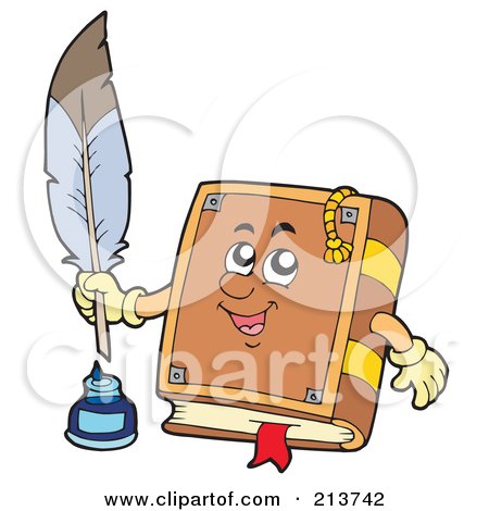 Royalty-Free (RF) Clipart Illustration of a Book Character With A Feather Quill by visekart