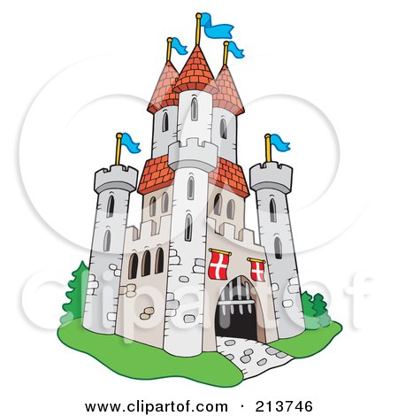 Royalty-Free (RF) Clipart Illustration of a Medieval Castle - 1 by visekart