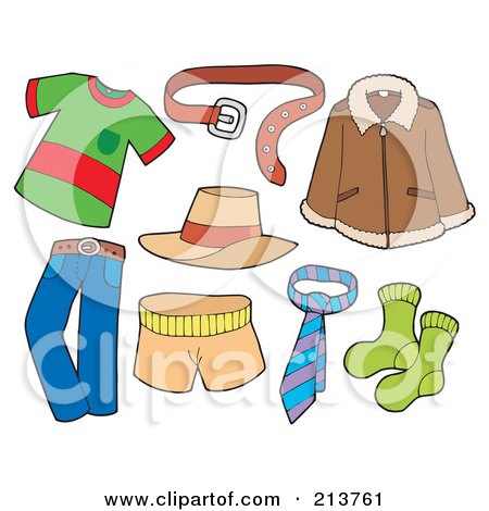 Royalty-Free (RF) Clipart Illustration of a Digital Collage Of Men's Clothes by visekart