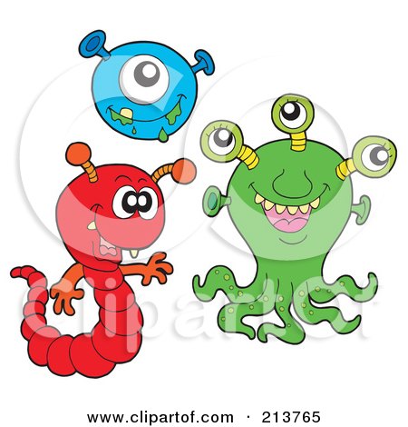 Royalty-Free (RF) Clipart Illustration of a Digital Collage Of Cute Monsters - 1 by visekart