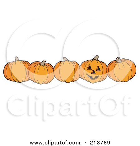 Royalty-Free (RF) Clipart Illustration of a Row Of Pumpkins by visekart