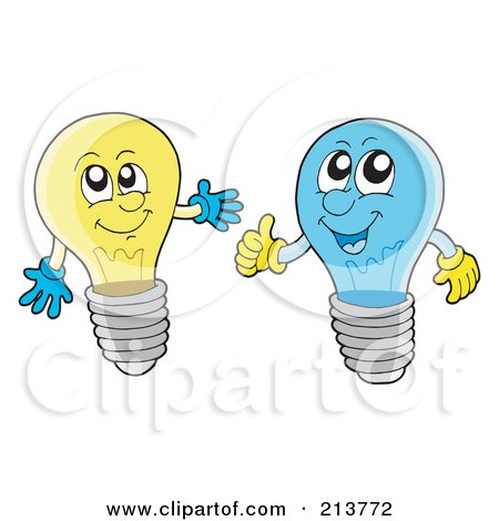 Royalty-Free (RF) Clipart Illustration of a Digital Collage Of Blue And Yellow Light Bulbs by visekart