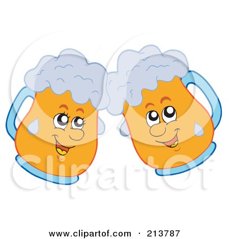 Royalty-Free (RF) Clipart Illustration of Two Happy Beer Mugs by visekart