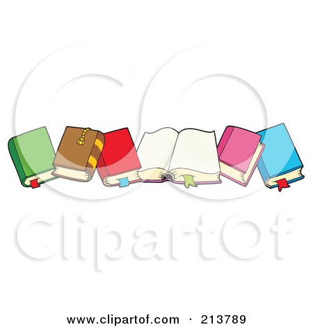 Royalty-Free (RF) Clipart Illustration of a Row Of Colorful Text Books by visekart