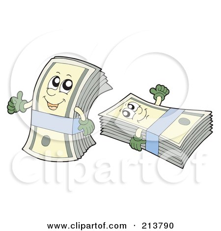 Royalty-Free (RF) Clipart Illustration of a Digital Collage Of Bundled Cash by visekart