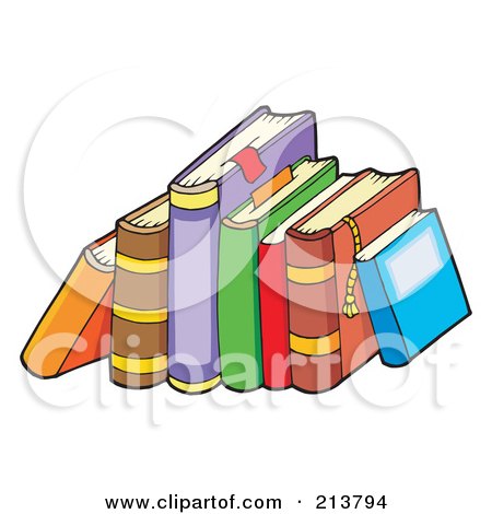 Royalty-Free (RF) Clipart Illustration of a Group Of Colorful Text Books by visekart