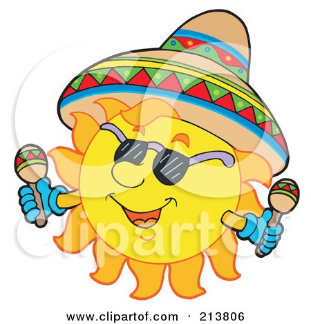 Royalty-Free (RF) Clipart Illustration of a Mexican Summer Sun by visekart