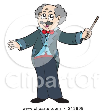 Royalty-Free (RF) Clipart Illustration of a Senior Music Conductor Holding A Baton by visekart